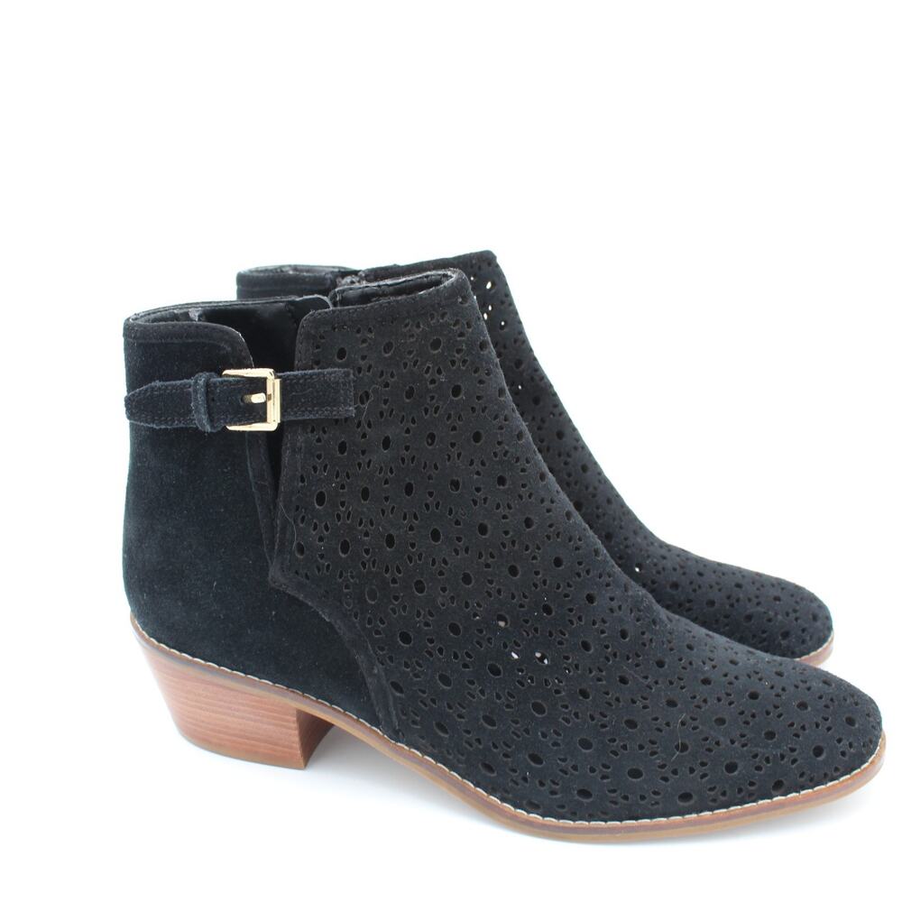 Western Moto Suede Boots Womens 9.5 Black Zip Cole Haan Grand Casual Office